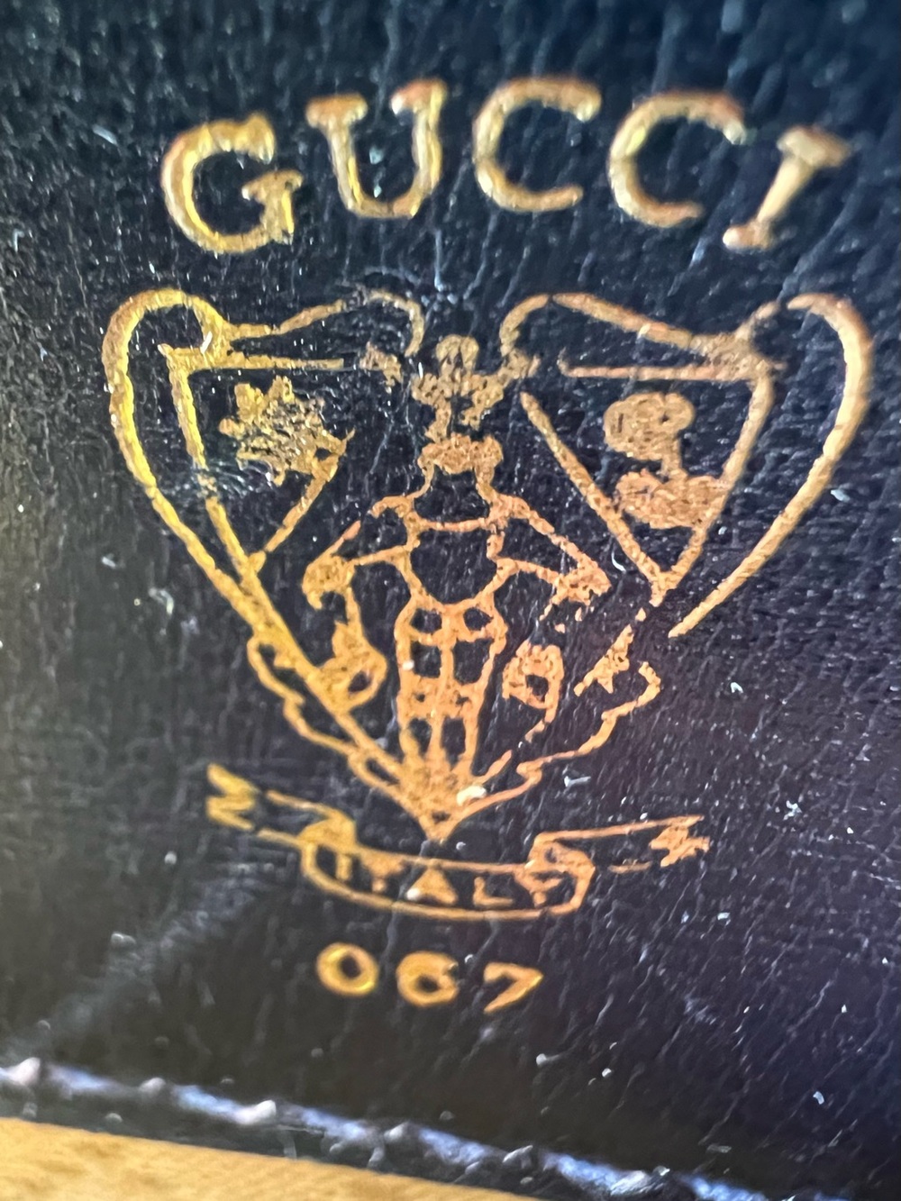 Gucci Old Sherry Line GG Logo Leather Handbag Tote Red Navy blue - Picture 11 of 13